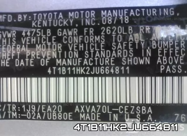 4T1B11HK2JU664811 фото 10