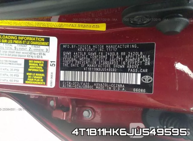4T1B11HK6JU549595 фото 10