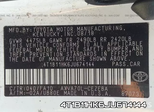 4T1B11HK6JU674144 фото 10