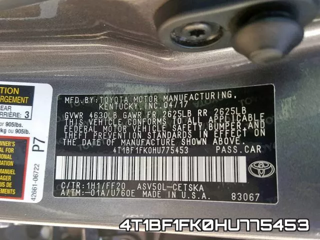 4T1BF1FK0HU775453 фото 2