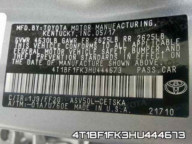 4T1BF1FK3HU444673 фото 2