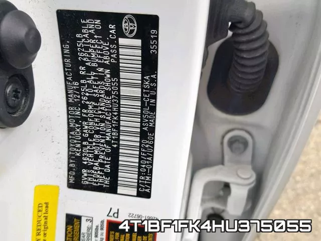 4T1BF1FK4HU375055 фото 2
