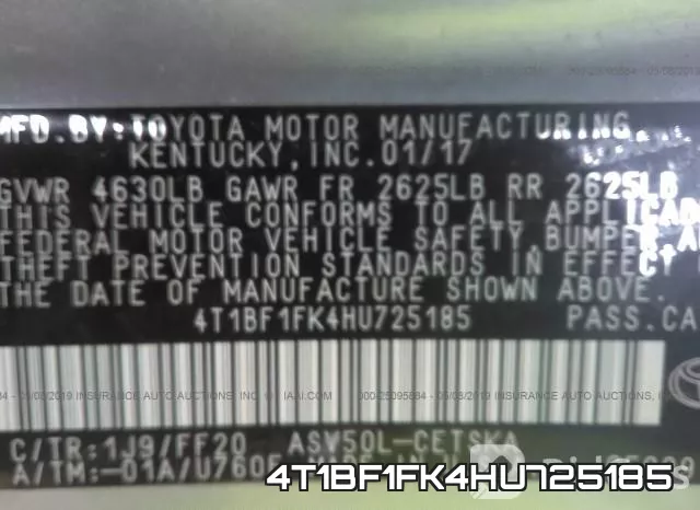 4T1BF1FK4HU725185 фото 10