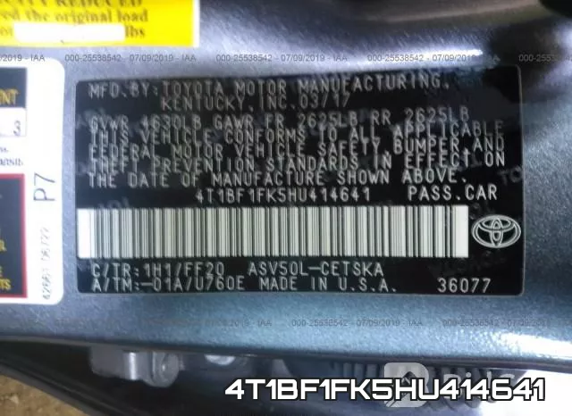 4T1BF1FK5HU414641 фото 10