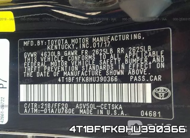 4T1BF1FK8HU390366 фото 10