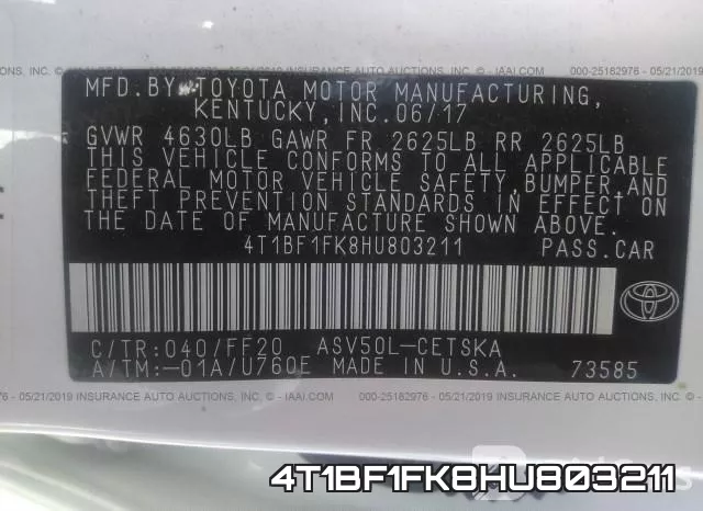 4T1BF1FK8HU803211 фото 10
