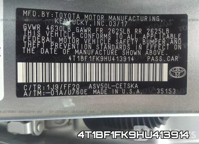 4T1BF1FK9HU413914 фото 10