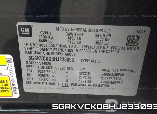 5GAKVCKD8HJ233093 фото 10