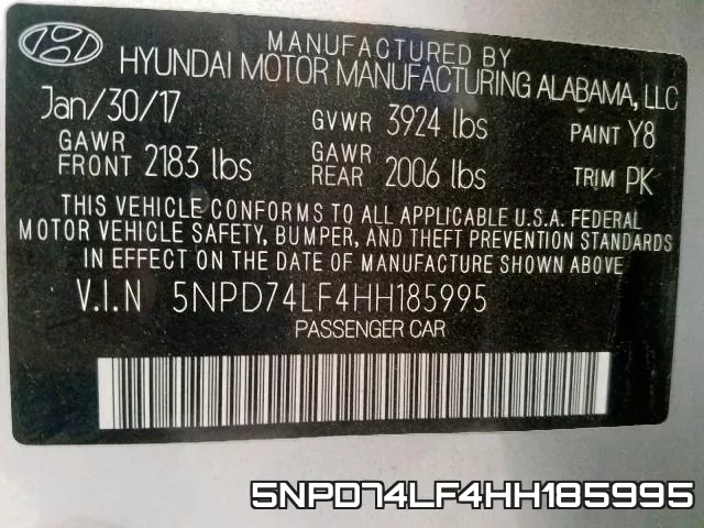 5NPD74LF4HH185995 фото 2