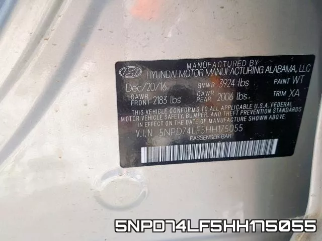5NPD74LF5HH175055 фото 2