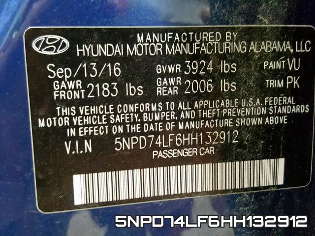 5NPD74LF6HH132912 фото 2
