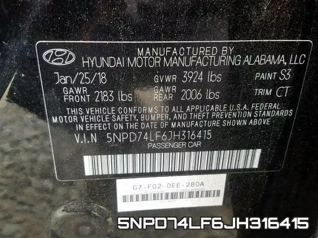 5NPD74LF6JH316415 фото 2