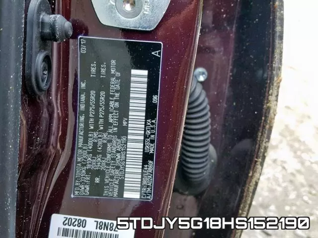 5TDJY5G18HS152190 фото 2