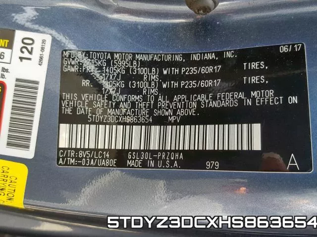 5TDYZ3DCXHS863654 фото 2