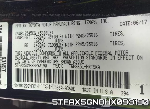 5TFAX5GN8HX093190 фото 10