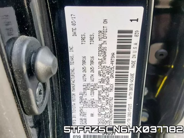 5TFAZ5CN6HX037782 фото 2
