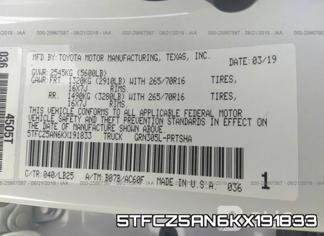 5TFCZ5AN6KX191833 фото 10