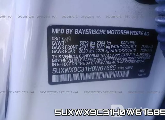 5UXWX9C31H0W67685 фото 10