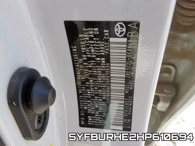 5YFBURHE2HP610694 фото 2