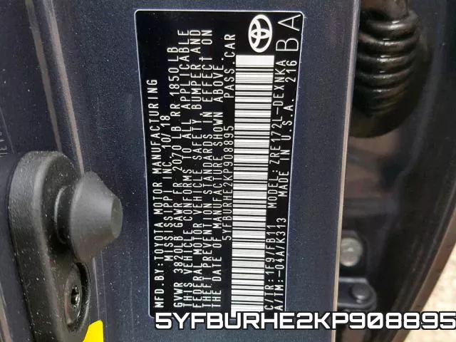 5YFBURHE2KP908895 фото 2