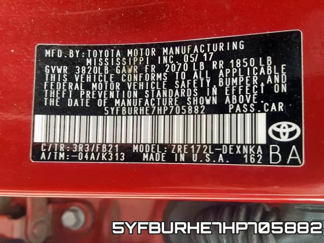 5YFBURHE7HP705882 фото 2