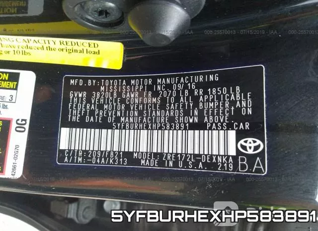 5YFBURHEXHP583891 фото 10