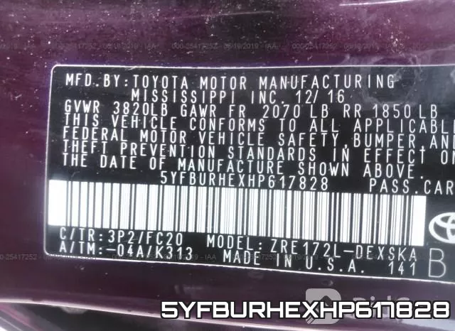 5YFBURHEXHP617828 фото 10