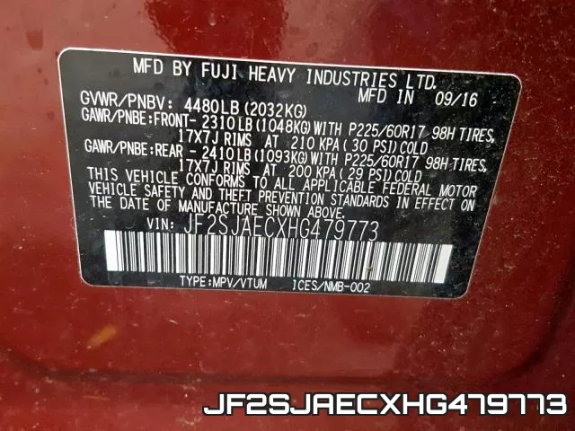 JF2SJAECXHG479773 фото 2