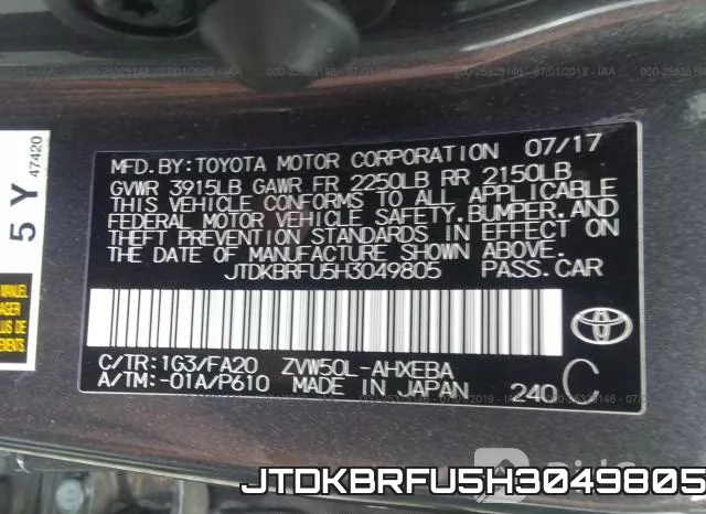 JTDKBRFU5H3049805 фото 10