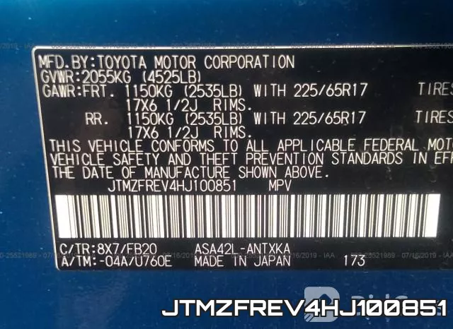 JTMZFREV4HJ100851 фото 10