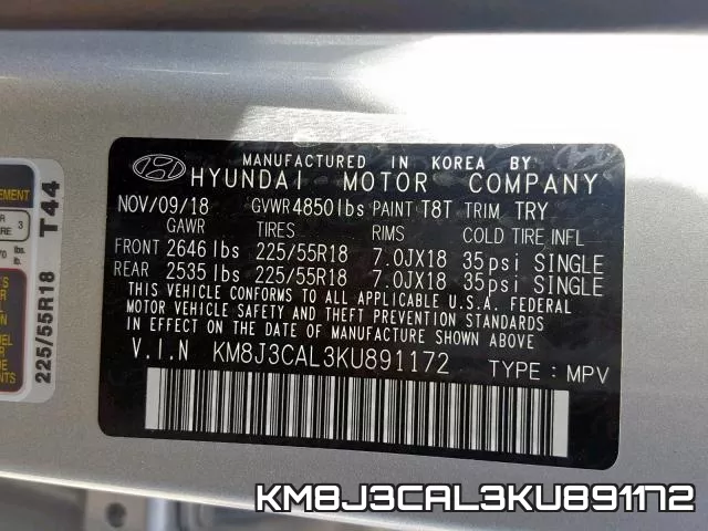 KM8J3CAL3KU891172 фото 2