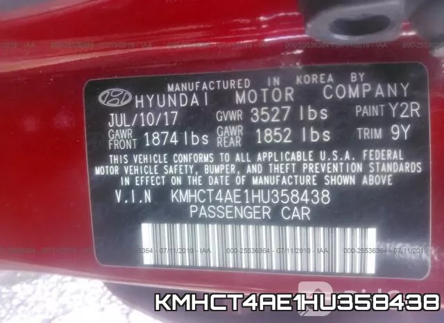 KMHCT4AE1HU358438 фото 10