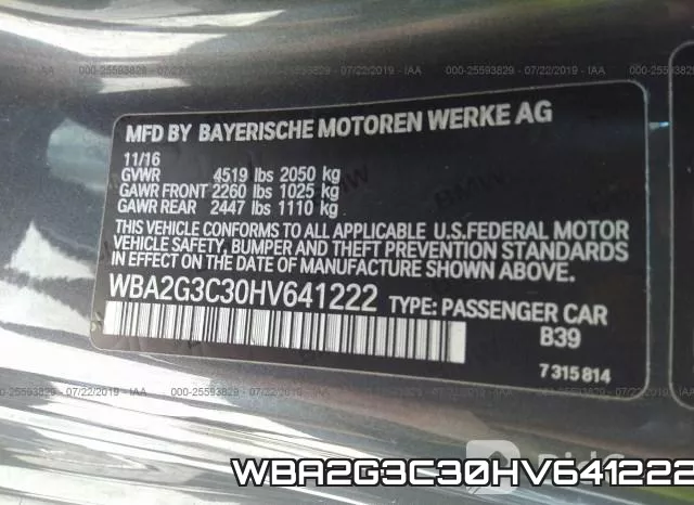 WBA2G3C30HV641222 фото 10