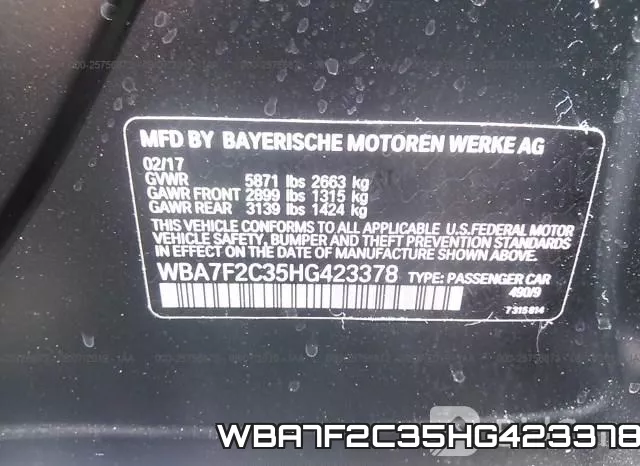 WBA7F2C35HG423378 фото 10