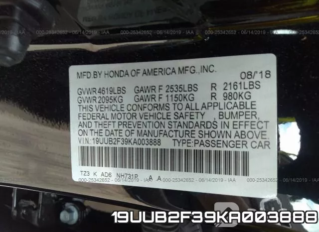 19UUB2F39KA003888 фото 10