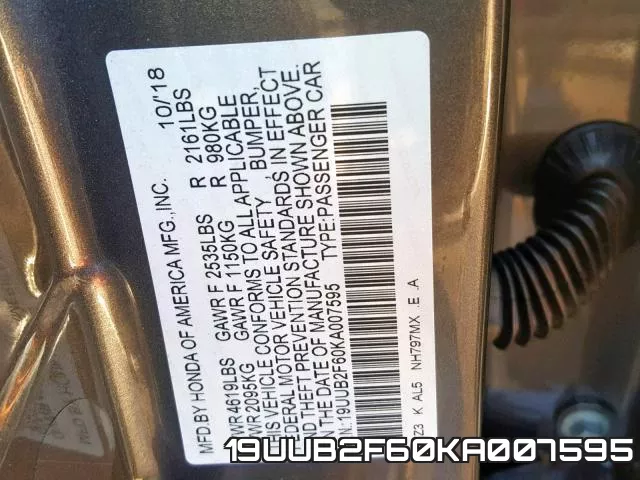 19UUB2F60KA007595 фото 2