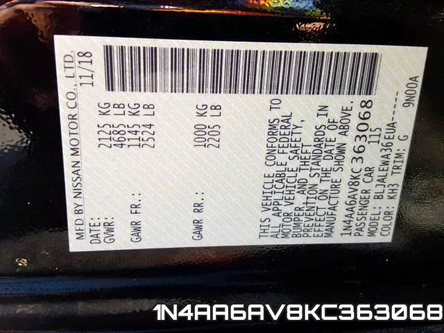 1N4AA6AV8KC363068 фото 2