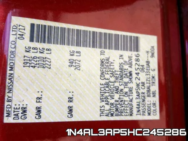 1N4AL3AP5HC245286 фото 2
