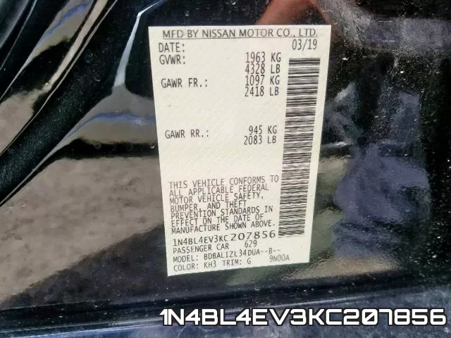 1N4BL4EV3KC207856 фото 2