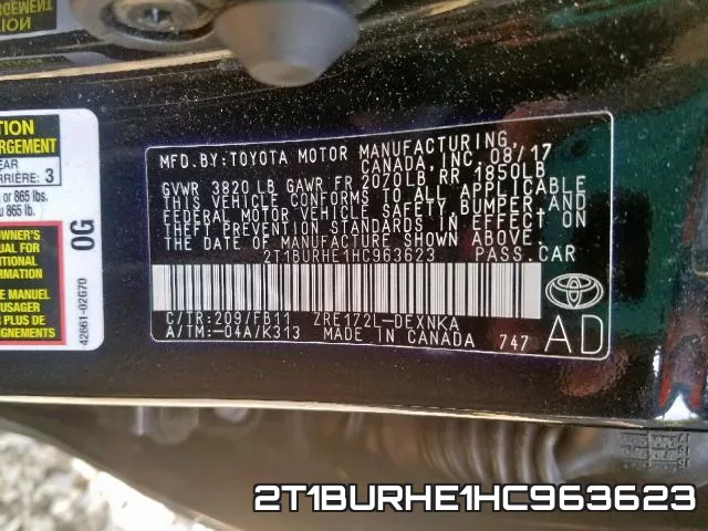 2T1BURHE1HC963623 фото 2