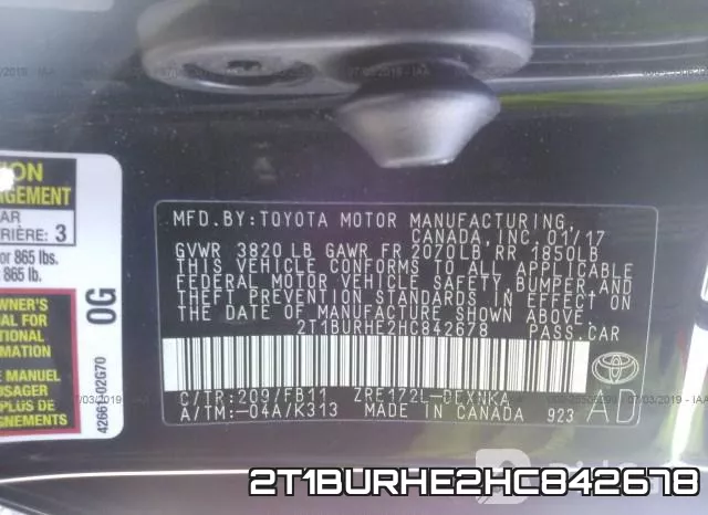 2T1BURHE2HC842678 фото 10