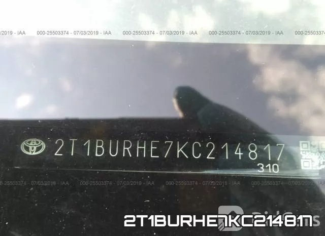 2T1BURHE7KC214817 фото 10
