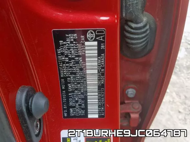2T1BURHE9JC064787 фото 2