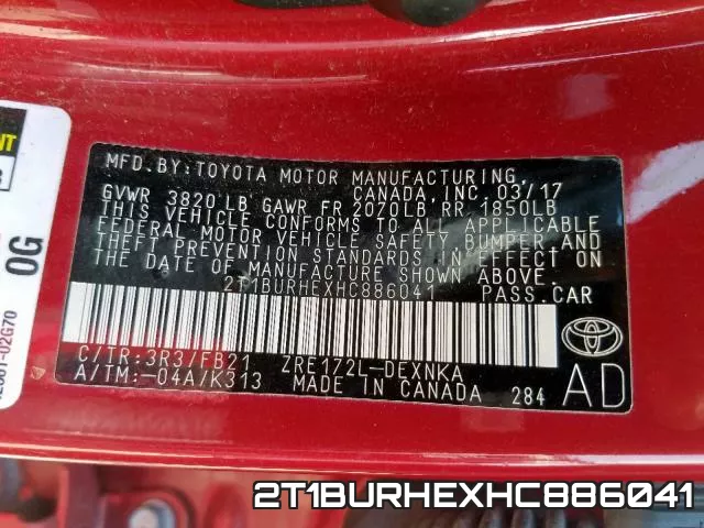 2T1BURHEXHC886041 фото 2