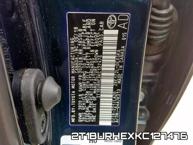 2T1BURHEXKC127476 фото 2