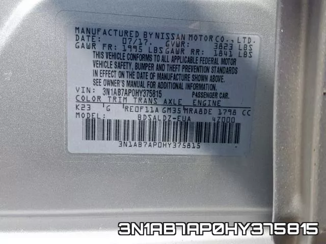 3N1AB7AP0HY375815 фото 2