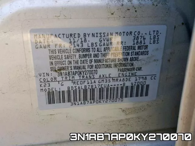3N1AB7AP0KY270070 фото 2
