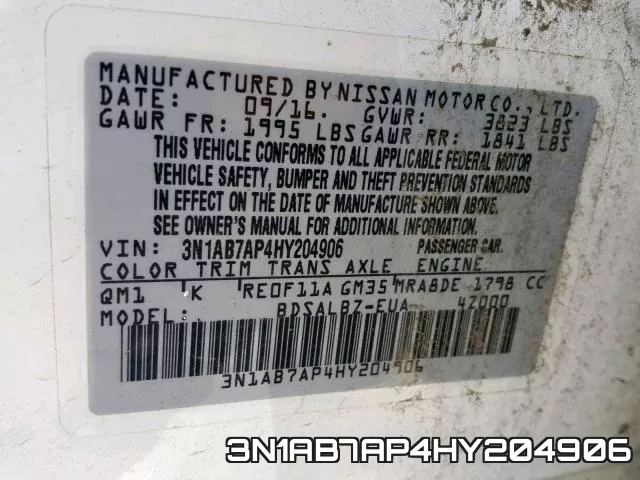 3N1AB7AP4HY204906 фото 2