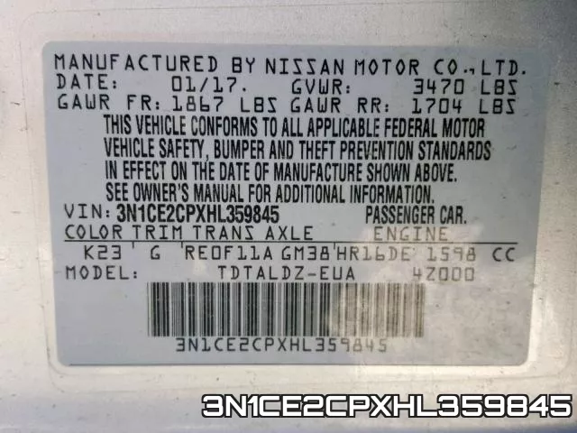 3N1CE2CPXHL359845 фото 2