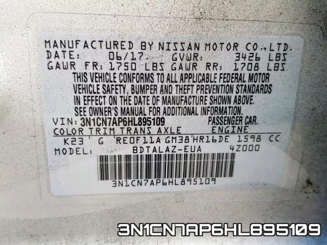 3N1CN7AP6HL895109 фото 2
